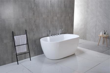 1200MM Oval Duş Banyo Vanları Merkezi Ayak Çubuğu Çöpü Rengi Eşleşmiş Serbest Hava Balomu Küveti