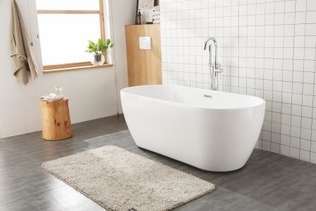 1200MM Oval Duş Banyo Vanları Merkezi Ayak Çubuğu Çöpü Rengi Eşleşmiş Serbest Hava Balomu Küveti