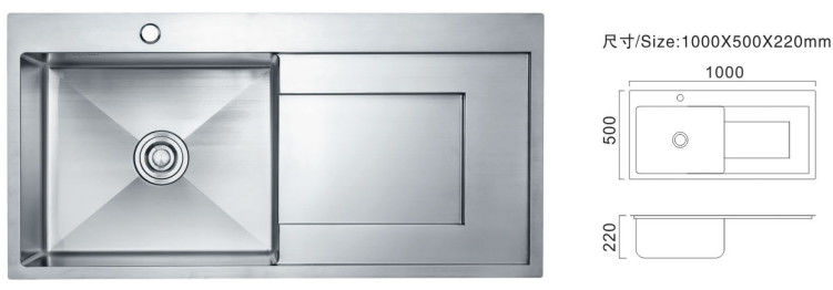 Tek kase 81cm Mutfak Lavaboları Özel Ticari Paslanmaz Lavabo Tablosu Tipi