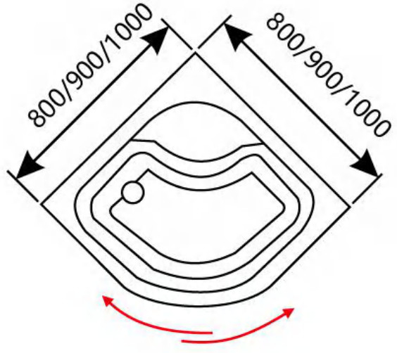 Karede Köşede Duş Kabinleri Yüksek Sınır Tepsisi Kaydırıcı 800 X 800 Duş Kabinleri