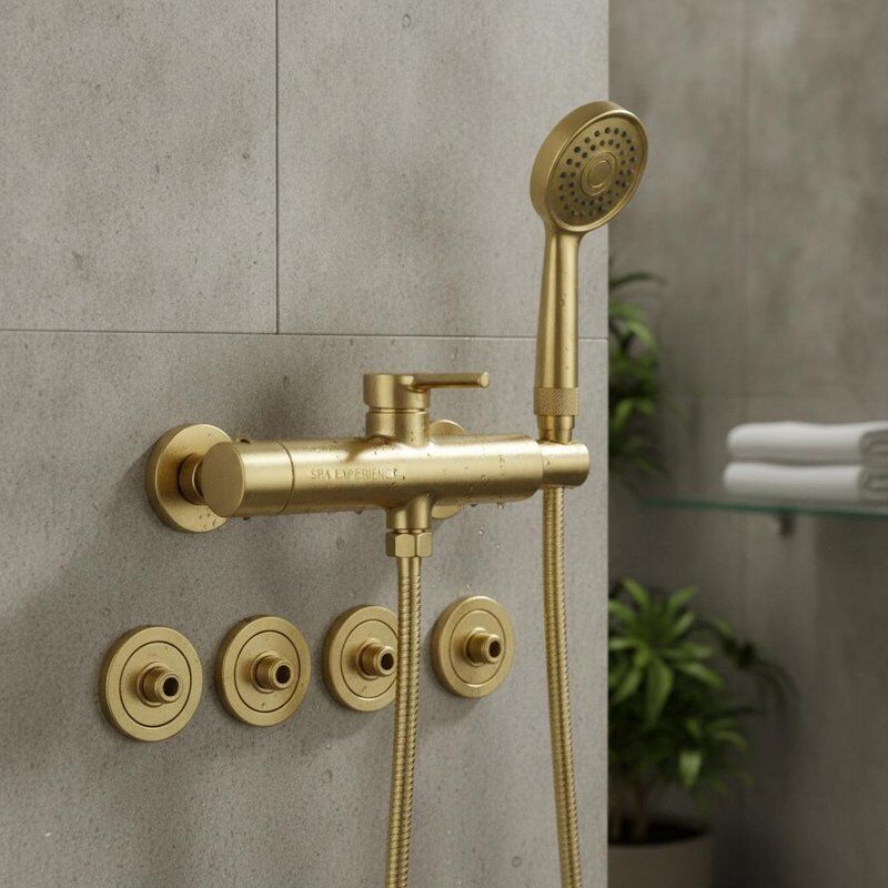 Geliştirilmiş banyo deneyimi için Pirinç tasarımlı ve SPA Bel Jeti teknolojili el duşu bataryaları