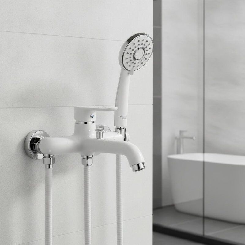 El Duşu Bataryaları Pirinç Gövde Beyaz Kaplama Banyo Tadilatları Ticari Projeler ve Konut Evleri İçin Uygundur